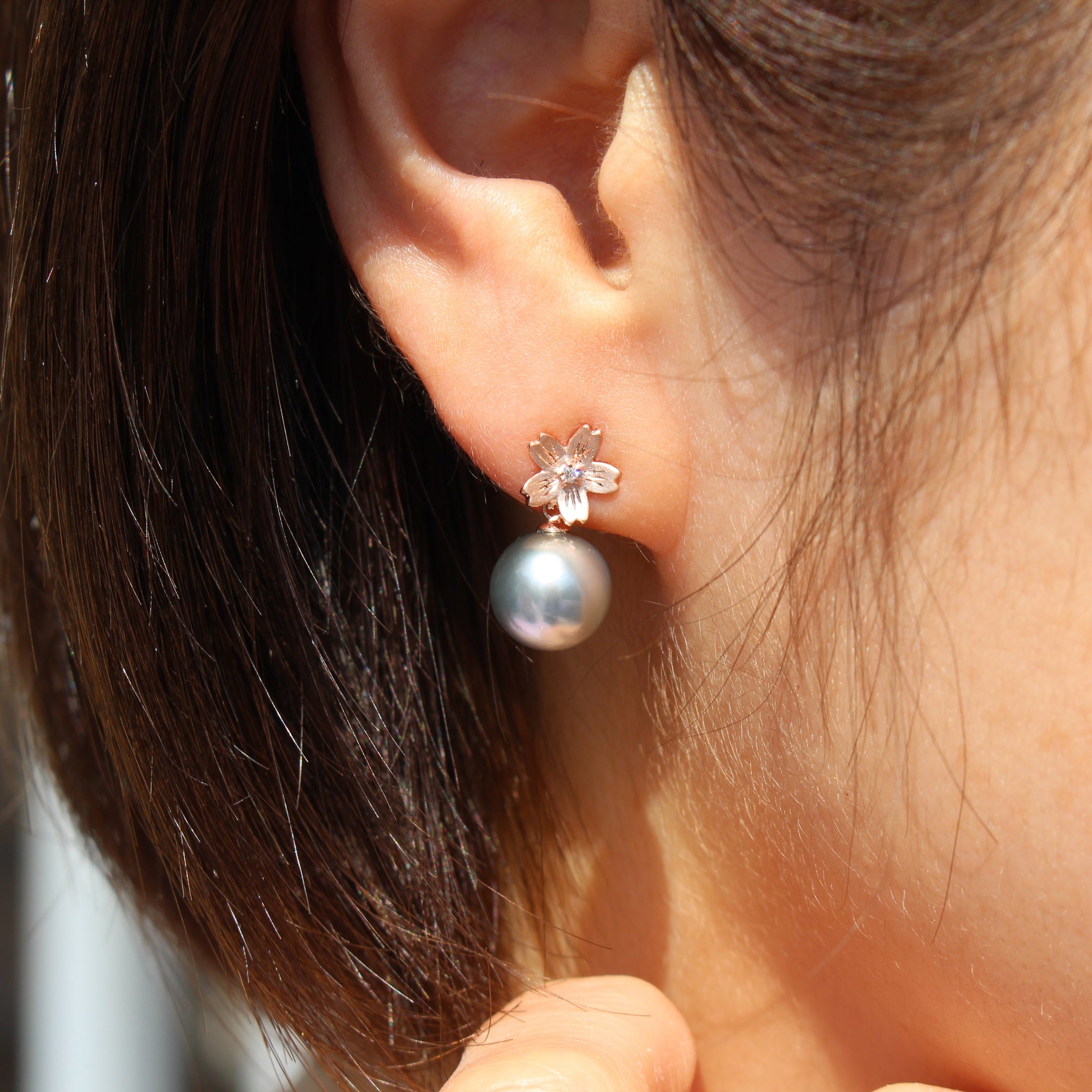 Semi Order】K18/Pt SAKURA Earring 桜ピアス｜ORIORI-Morden Japanese 